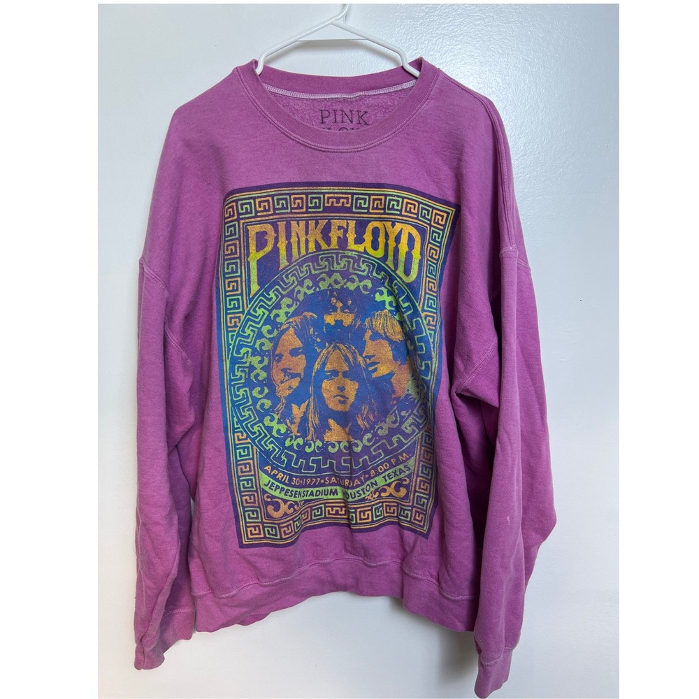 Pink Floyd 1977 Houston Jeppesen Stadium Pink Graphic Sweatshrt S/M Retro Band T